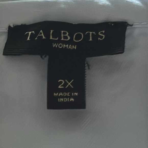 Talbots stripe Gross grain-Ribbon tie sleeves blue top / tunic Sz 2X - Picture 5 of 6